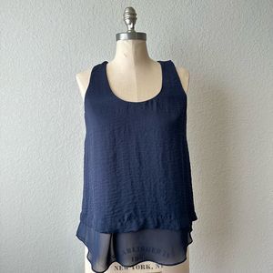 NWOT REBECCA TAYLOR Lined Ella Top Side Slit in Navy